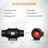 New Spider Farmer Grow Kits-4 Inch Inline Fan Air Carbon Filter 8 Feet Ducting Ventilation Combo