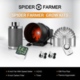 New Spider Farmer Grow Kits-6 Inch Inline Fan Air Carbon Filter 8 Feet Ducting Ventilation Combo